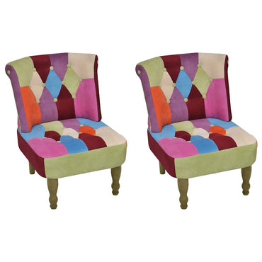 vidaXL Französische Stühle 2 Stk. Patchwork-Design Stoff