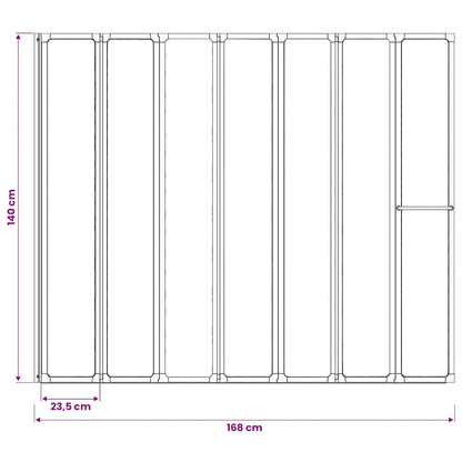 Duschwand 140 x 168 cm 7 Paneele Faltbar mit Handtuchhalter