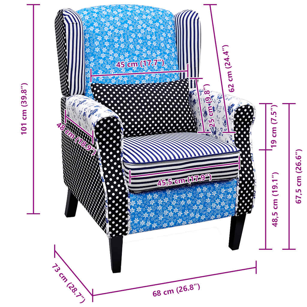 vidaXL Sessel mit Patchwork-Design Stoff