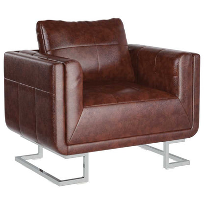 vidaXL Fauteuil cube à pieds chromés Similicuir Marron