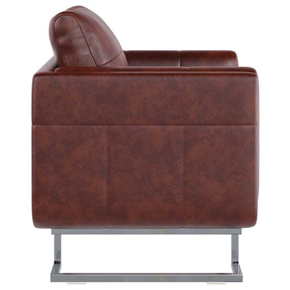 vidaXL Fauteuil cube à pieds chromés Similicuir Marron