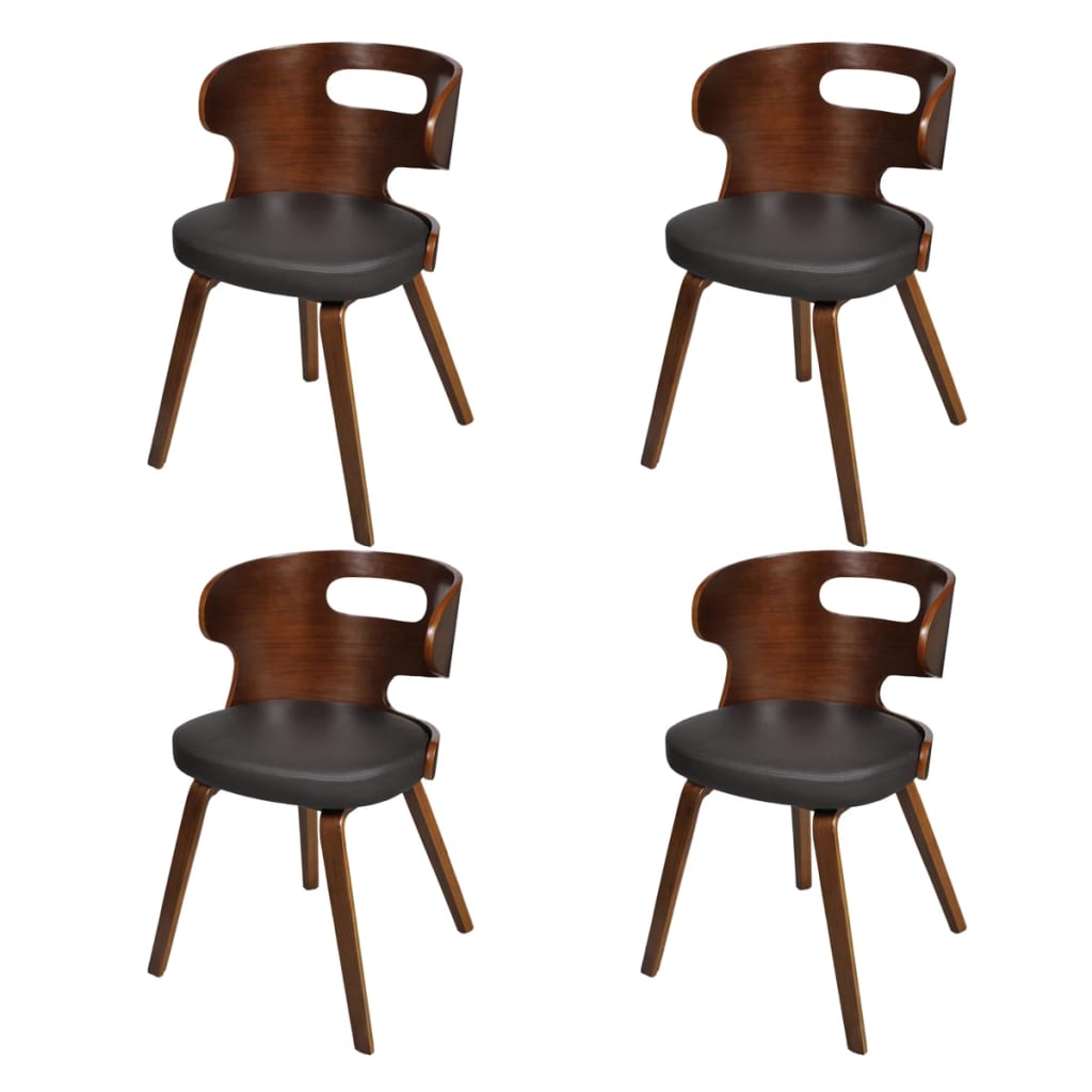 vidaXL Chaises de salle à manger 4 pcs Similicuir et bois courbé Marron