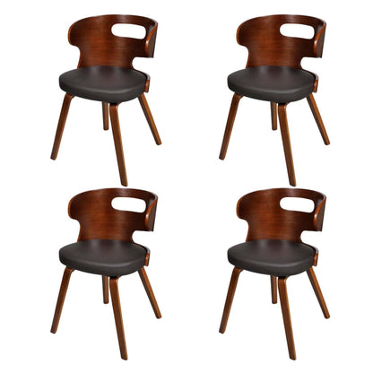 vidaXL Chaises de salle à manger 4 pcs Similicuir et bois courbé Marron