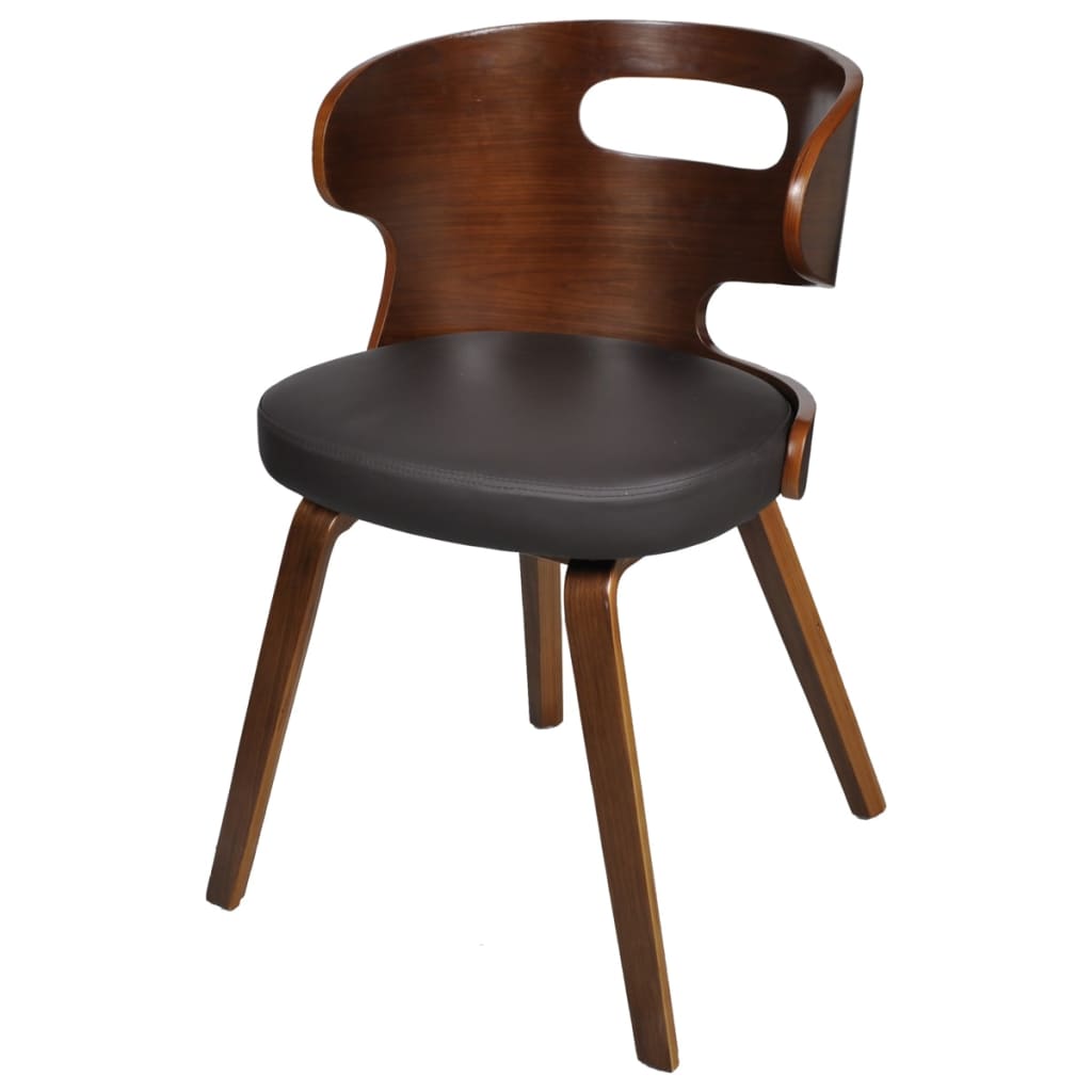 vidaXL Chaises de salle à manger 4 pcs Similicuir et bois courbé Marron