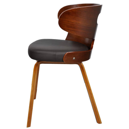 vidaXL Chaises de salle à manger 4 pcs Similicuir et bois courbé Marron