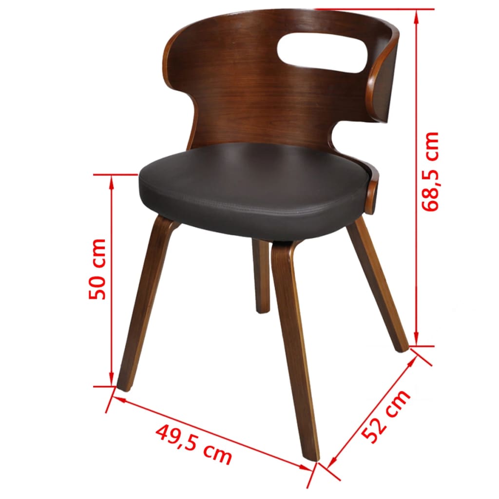 vidaXL Chaises de salle à manger 4 pcs Similicuir et bois courbé Marron