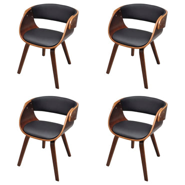 vidaXL Chaises de salle à manger 4 pcs Similicuir et bois courbé marron