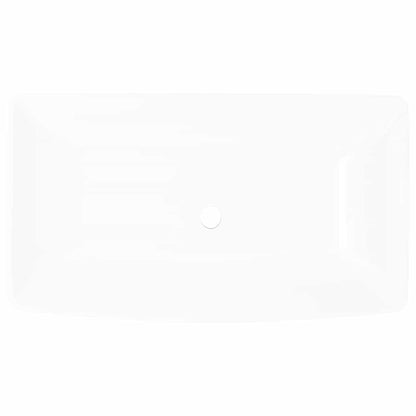 Keramik Waschtisch Waschbecken Rechteckig Weiß 71 x 39 cm