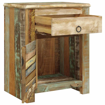 vidaXL Table d'appoint avec 1 tiroir et 1 porte, en bois de récupération