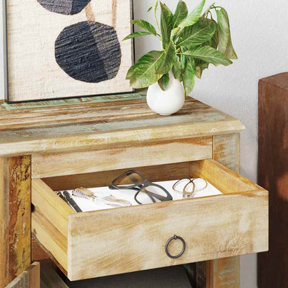vidaXL Table d'appoint avec 1 tiroir et 1 porte, en bois de récupération