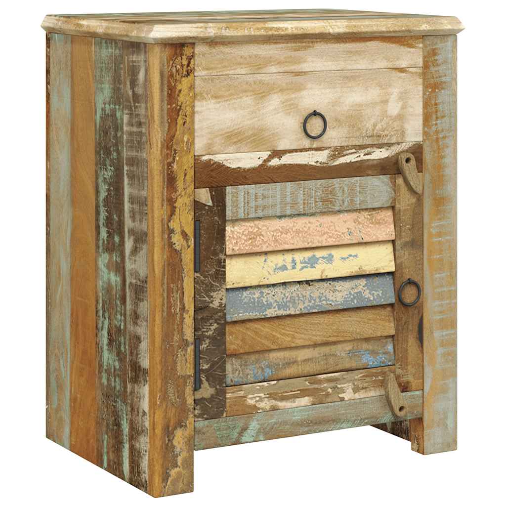 vidaXL Table d'appoint avec 1 tiroir et 1 porte, en bois de récupération