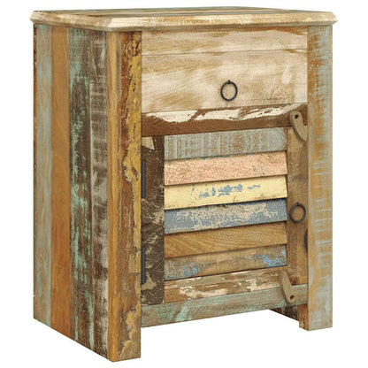 vidaXL Table d'appoint avec 1 tiroir et 1 porte, en bois de récupération