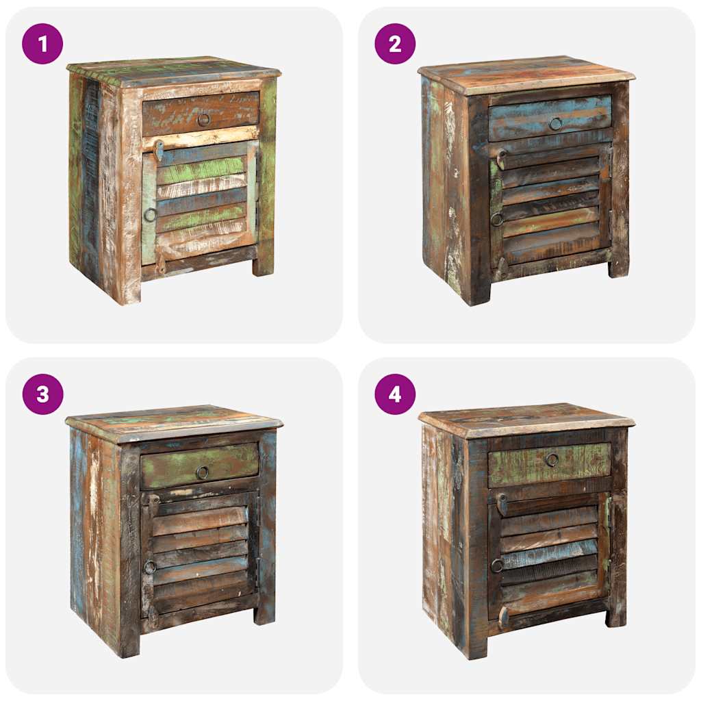 vidaXL Table d'appoint avec 1 tiroir et 1 porte, en bois de récupération