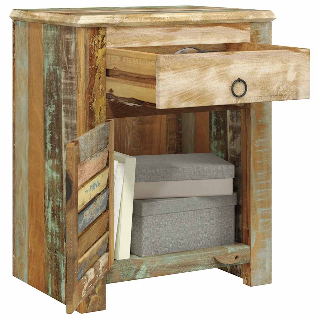 vidaXL Table d'appoint avec 1 tiroir et 1 porte, en bois de récupération