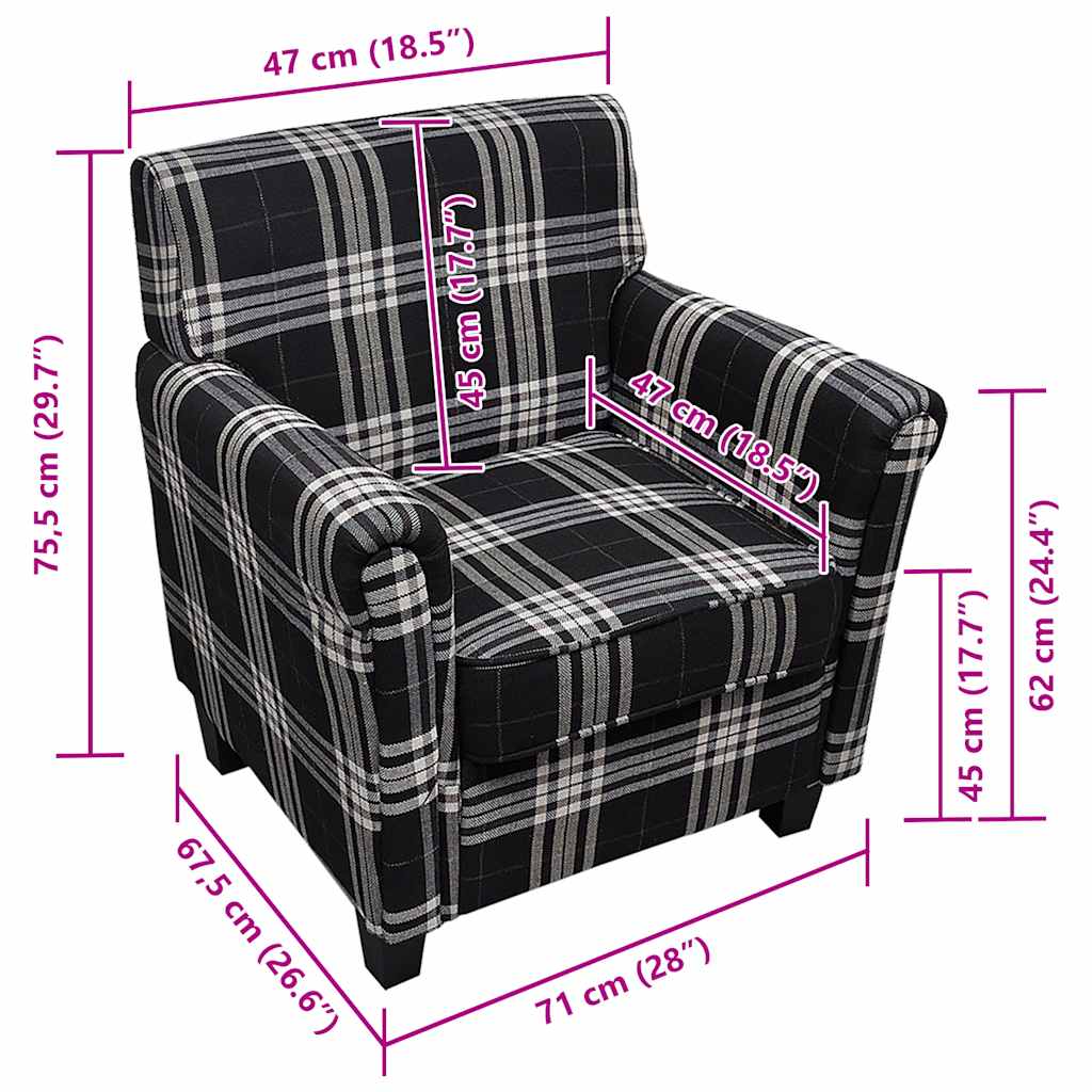 vidaXL Sessel mit Sitzpolster Schwarz Stoff