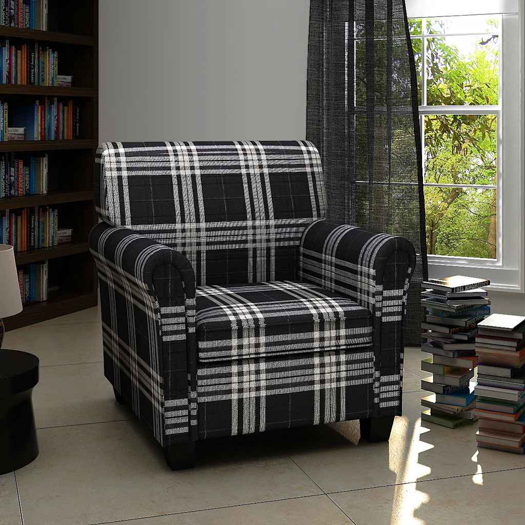 vidaXL Sessel mit Sitzpolster Schwarz Stoff