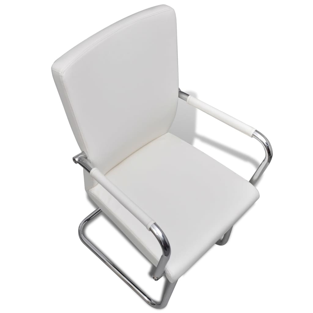vidaXL Freischwinger 2 Stk. Weiß Kunstleder