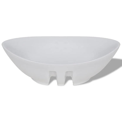 Lavabo en céramique Évier en céramique Trop-plein Ovale 59 x 38,5 cm