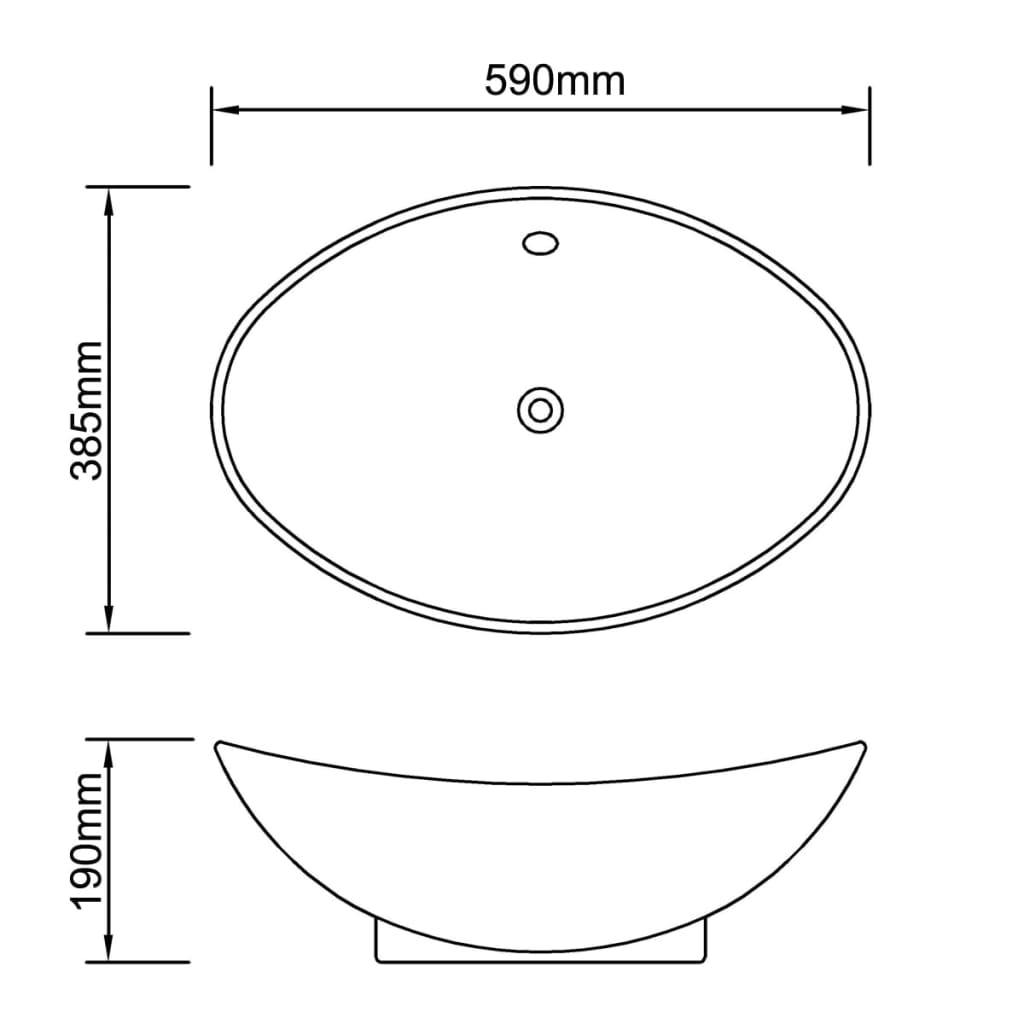 Lavabo en céramique Évier en céramique Trop-plein Ovale 59 x 38,5 cm