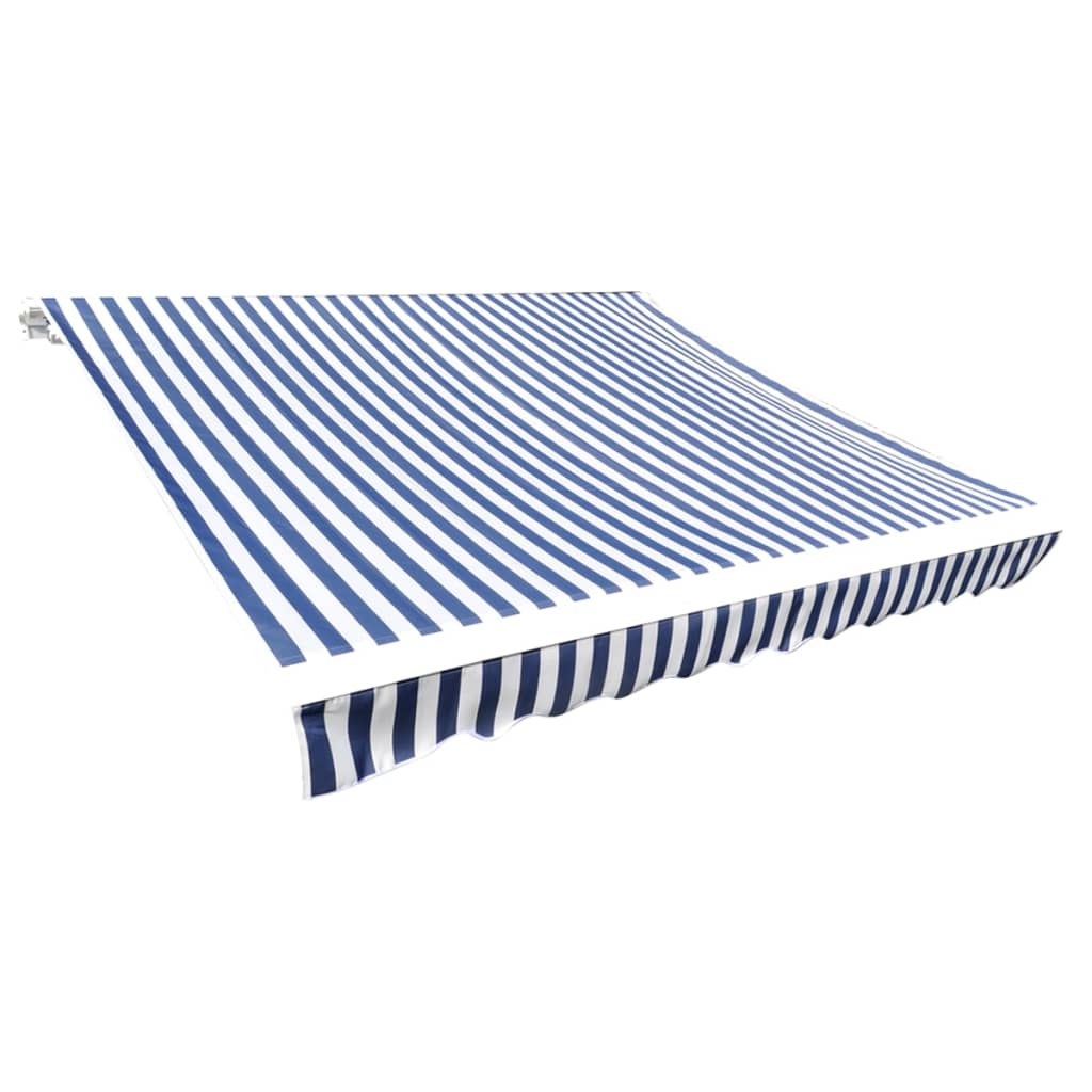 vidaXL Markisenbespannung Canvas Blau & Weiß 4x3 m (ohne Rahmen)