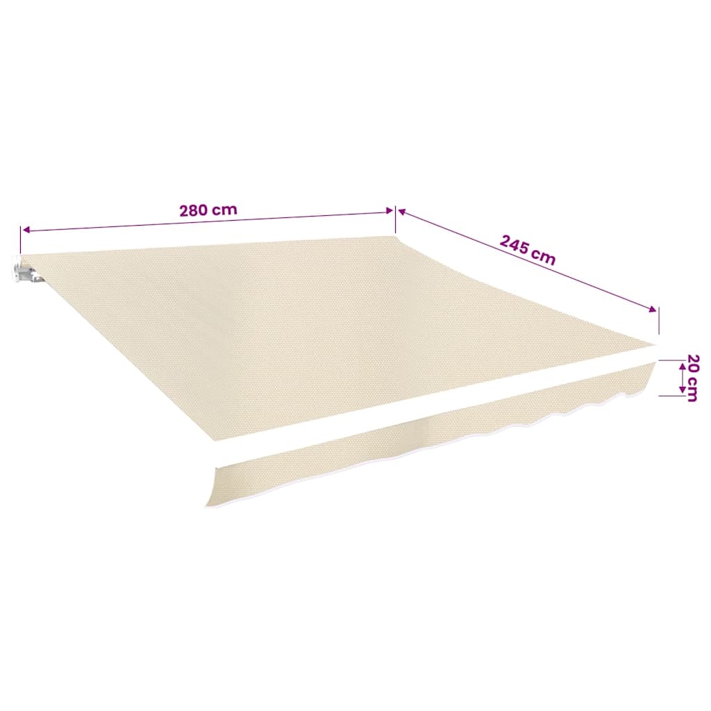 vidaXL Toile de store banne toile crème 3 x 2,5 m (sans armature)