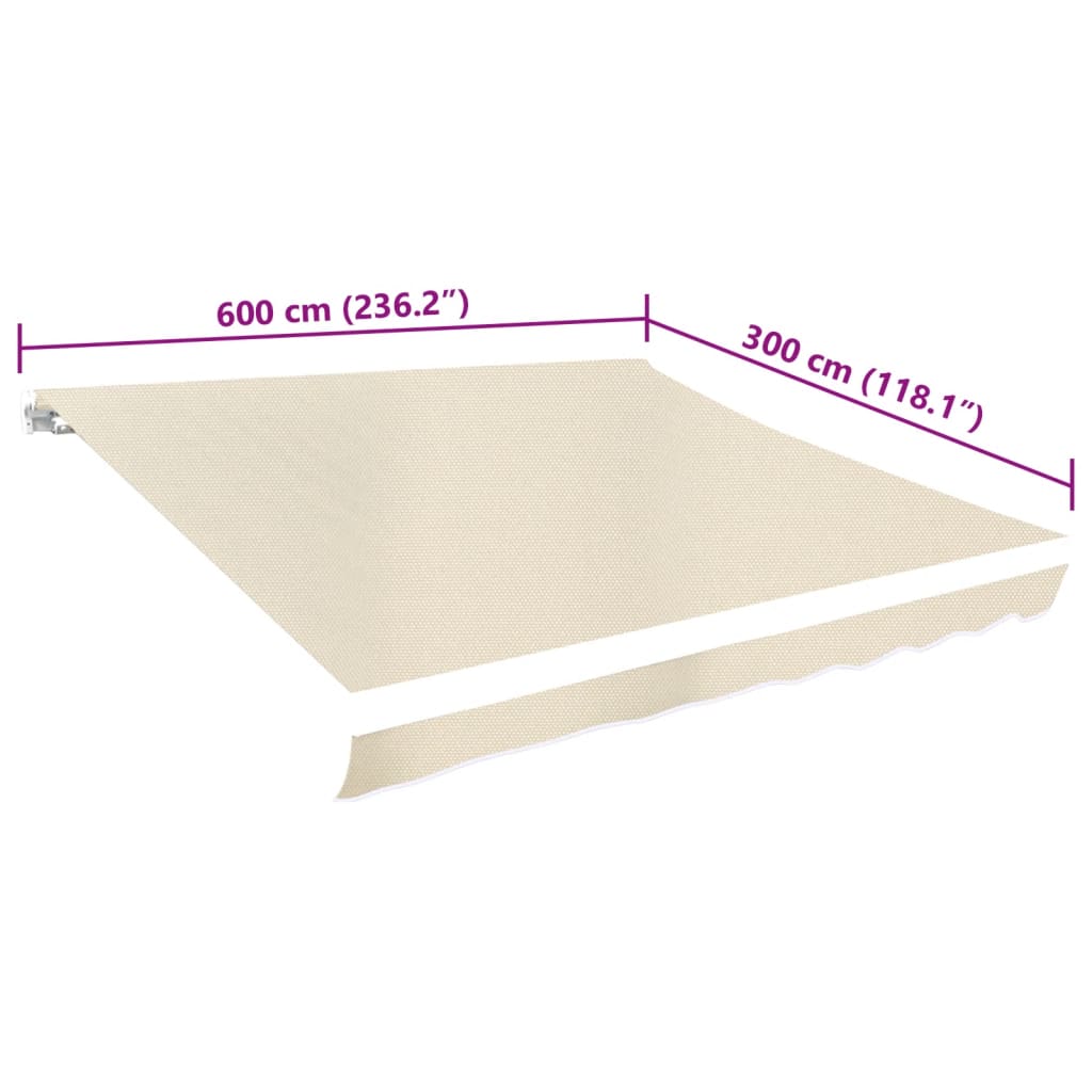 vidaXL Markisenbespannung Canvas Creme 6x3 m (ohne Rahmen)
