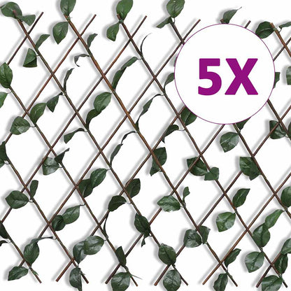vidaXL Weidengitter 5 Stk. mit künstlichen Blättern 180×90 cm