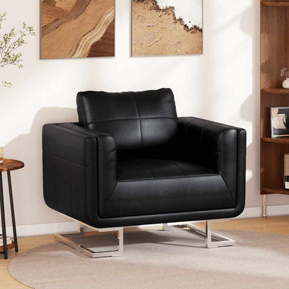 vidaXL Würfel-Sessel mit Verchromten Beinen Schwarz Kunstleder