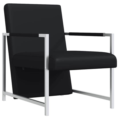 vidaXL Sessel mit Verchromten Beinen Schwarz Kunstleder