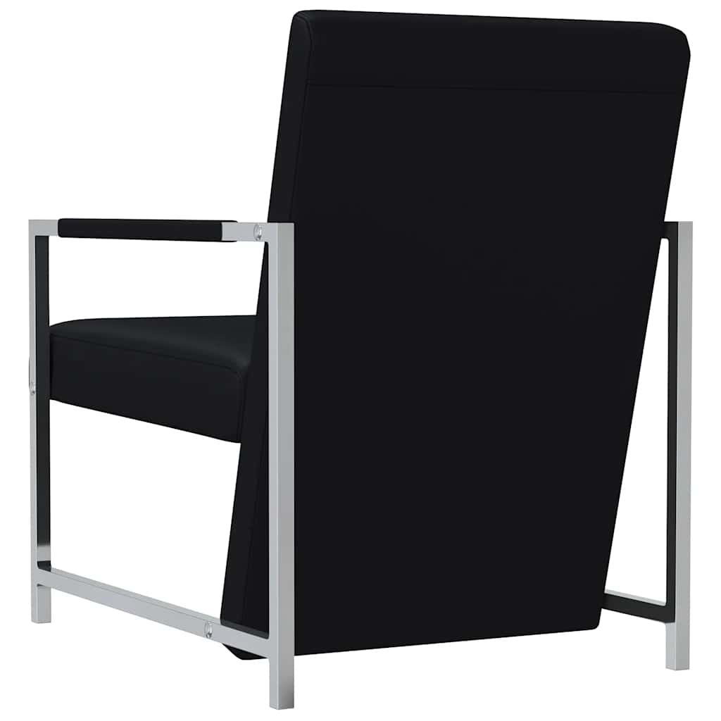 vidaXL Sessel mit Verchromten Beinen Schwarz Kunstleder
