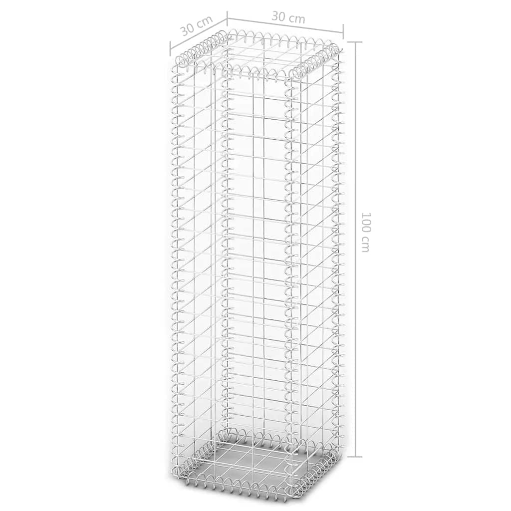 vidaXL Gabionenkorb avec couvercles, fil galvanisé 100 x 30 x 30 cm