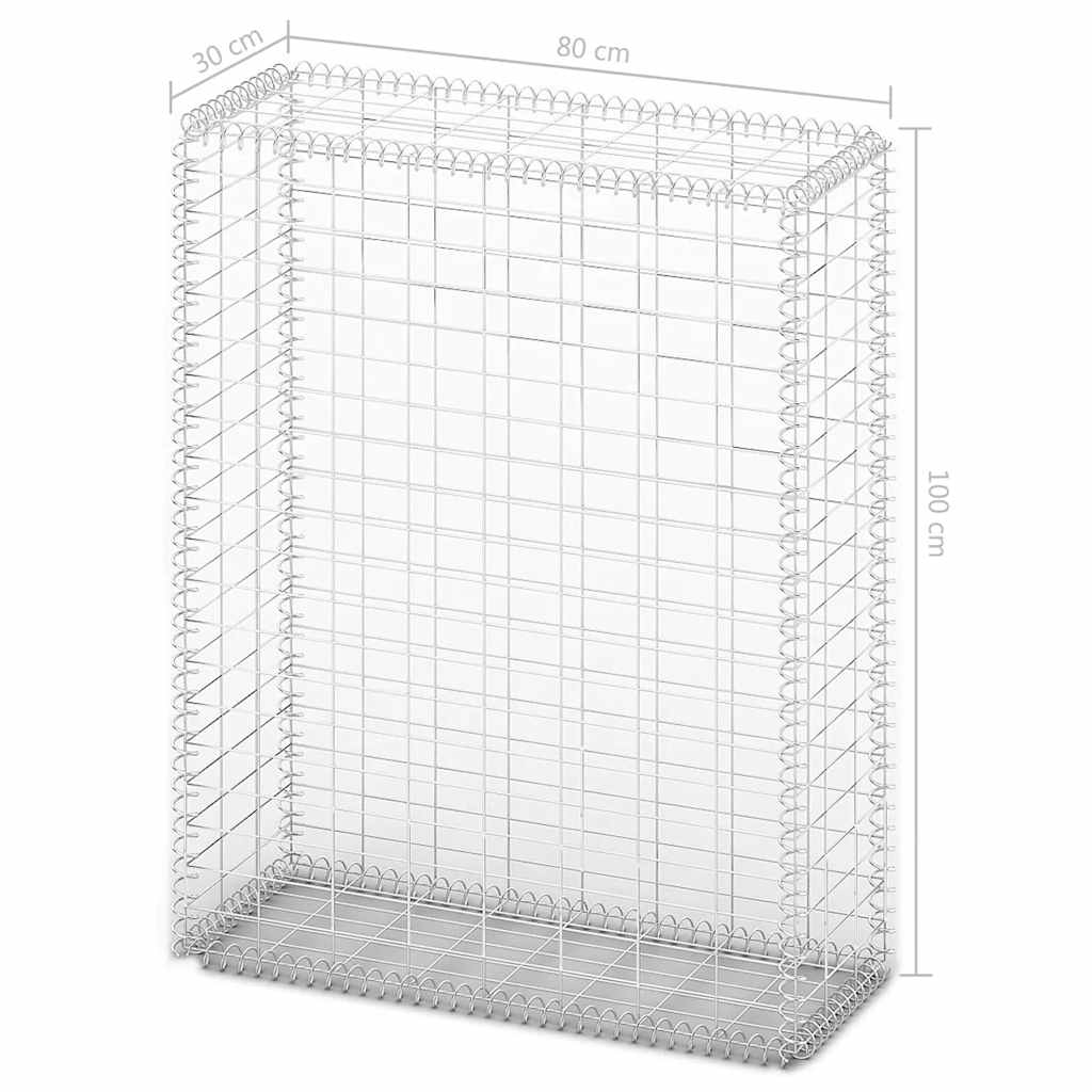 vidaXL Gabionenkorb mit Deckeln, verzinkter Draht, 100 x 80 x 30 cm