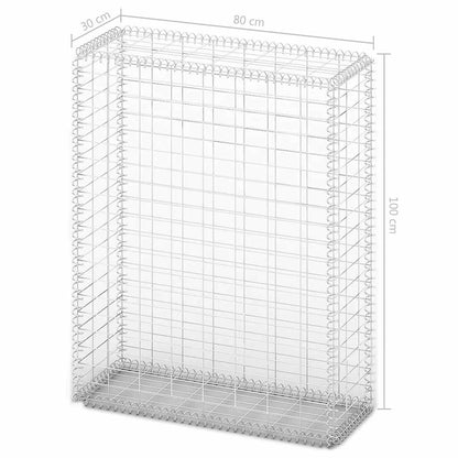 vidaXL Gabionenkorb mit Deckeln, verzinkter Draht, 100 x 80 x 30 cm