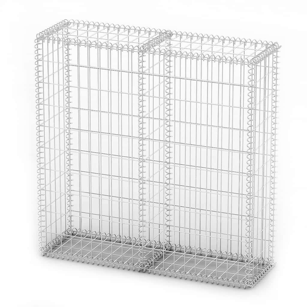 vidaXL Gabionenkorb avec couvercles, fil galvanisé 100×100×30 cm
