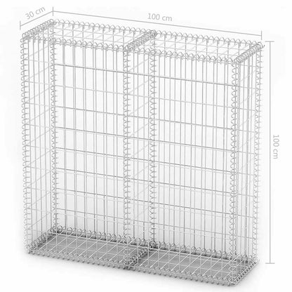 vidaXL Gabionenkorb avec couvercles, fil galvanisé 100×100×30 cm