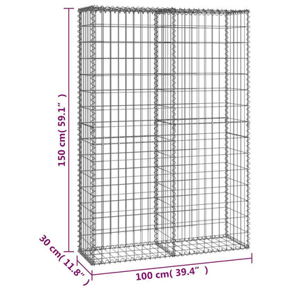 vidaXL Gabionenkorb avec couvercles en fil de fer galvanisé 150×100×30 cm