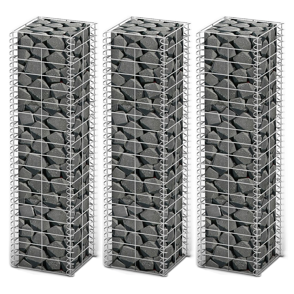 vidaXL Gabionen-Set 3-tlg. Verzinkter Draht 25×25×100 cm