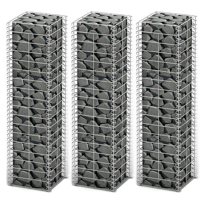 vidaXL Gabionen-Set 3-tlg. Verzinkter Draht 25×25×100 cm