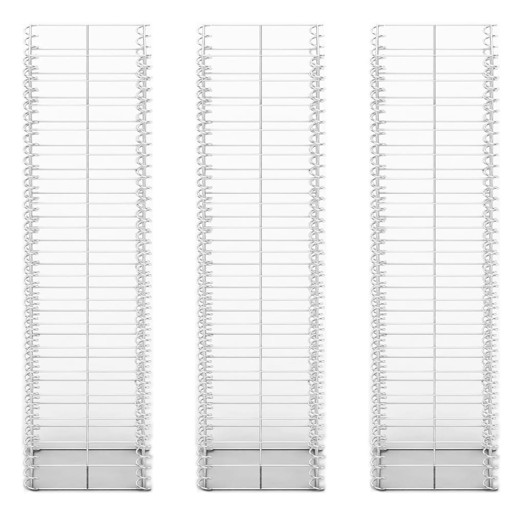 vidaXL Gabionen-Set 3-tlg. Verzinkter Draht 25×25×100 cm