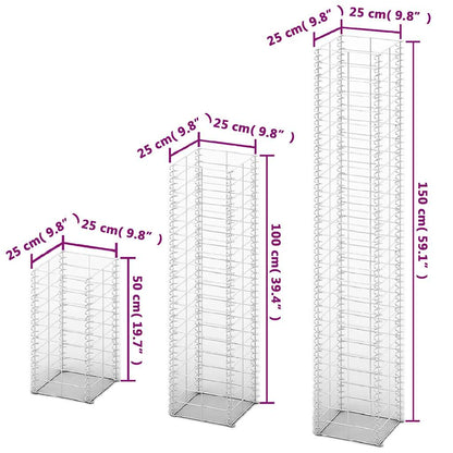 vidaXL Gabionen-Set 3-tlg. Verzinkter Draht