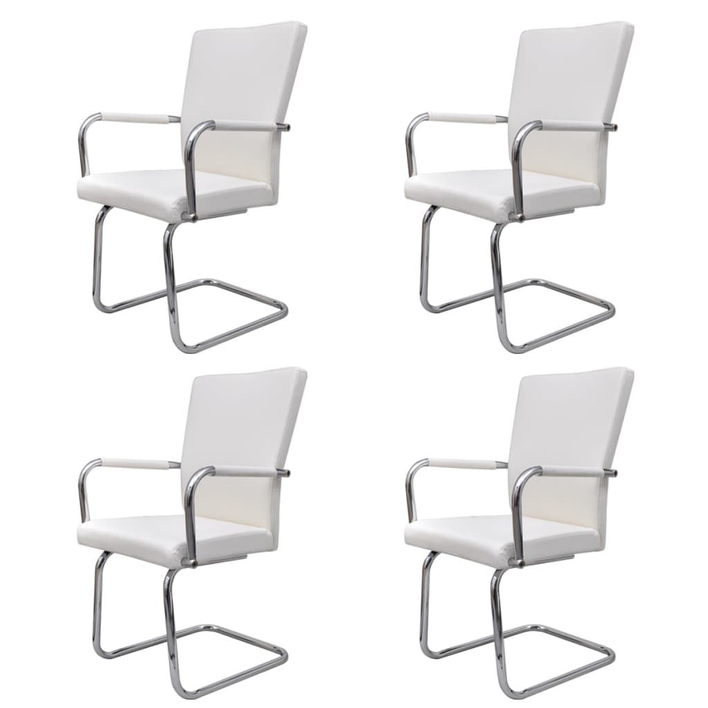 vidaXL Chaises cantilever 4 pcs Similicuir blanc