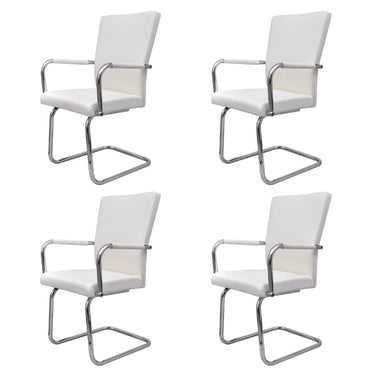 vidaXL Chaises cantilever 4 pcs Similicuir blanc