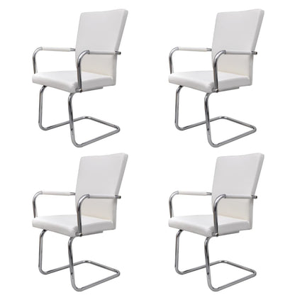 vidaXL Chaises cantilever 4 pcs Similicuir blanc