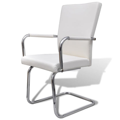 vidaXL Chaises cantilever 4 pcs Similicuir blanc