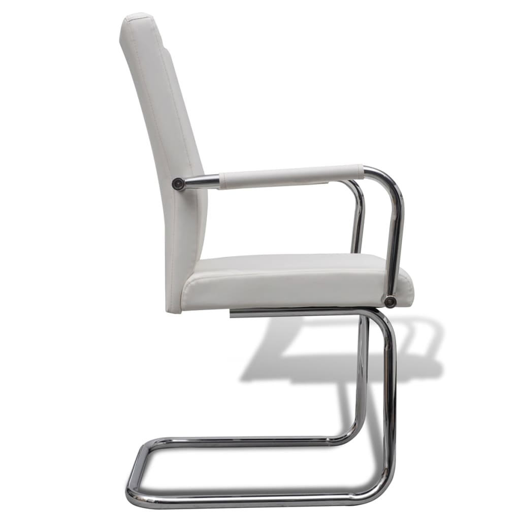 vidaXL Chaises cantilever 4 pcs Similicuir blanc