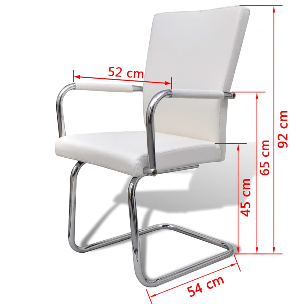 vidaXL Chaises cantilever 4 pcs Similicuir blanc