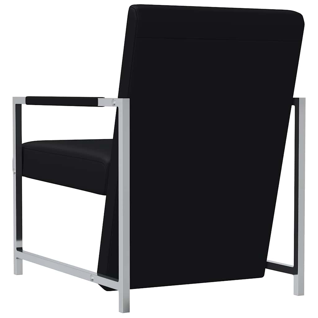 vidaXL Sessel 2 Stk. Verchromtes Gestell Schwarz Kunstleder
