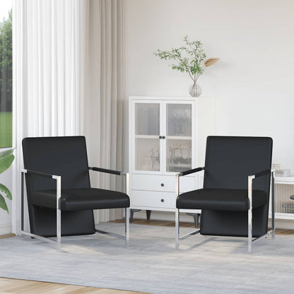 vidaXL Sessel 2 Stk. Verchromtes Gestell Schwarz Kunstleder