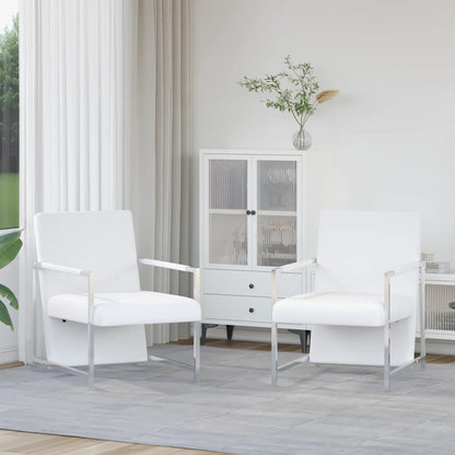 vidaXL Sessel 2 Stk. Verchromtes Gestell Weiß Kunstleder