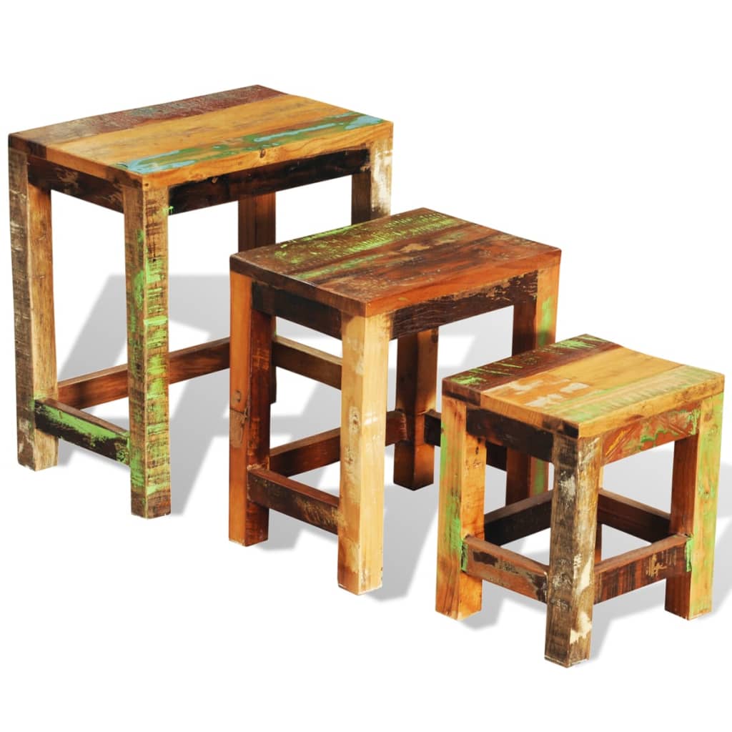 vidaXL 3-tlg. Satztisch-Set Vintage Altholz